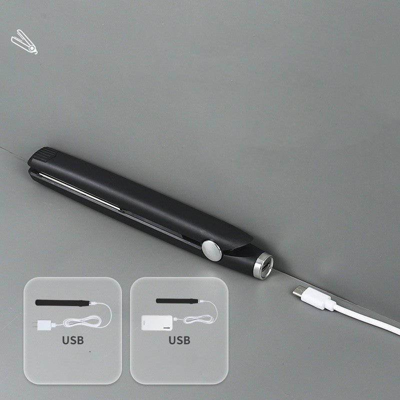 Mini Fer à Boucler et à Lisser les Cheveux à Interface USB Noir