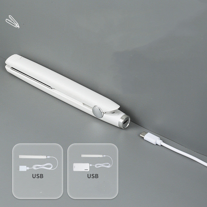 Mini Fer à Boucler et à Lisser les Cheveux à Interface USB Blanc