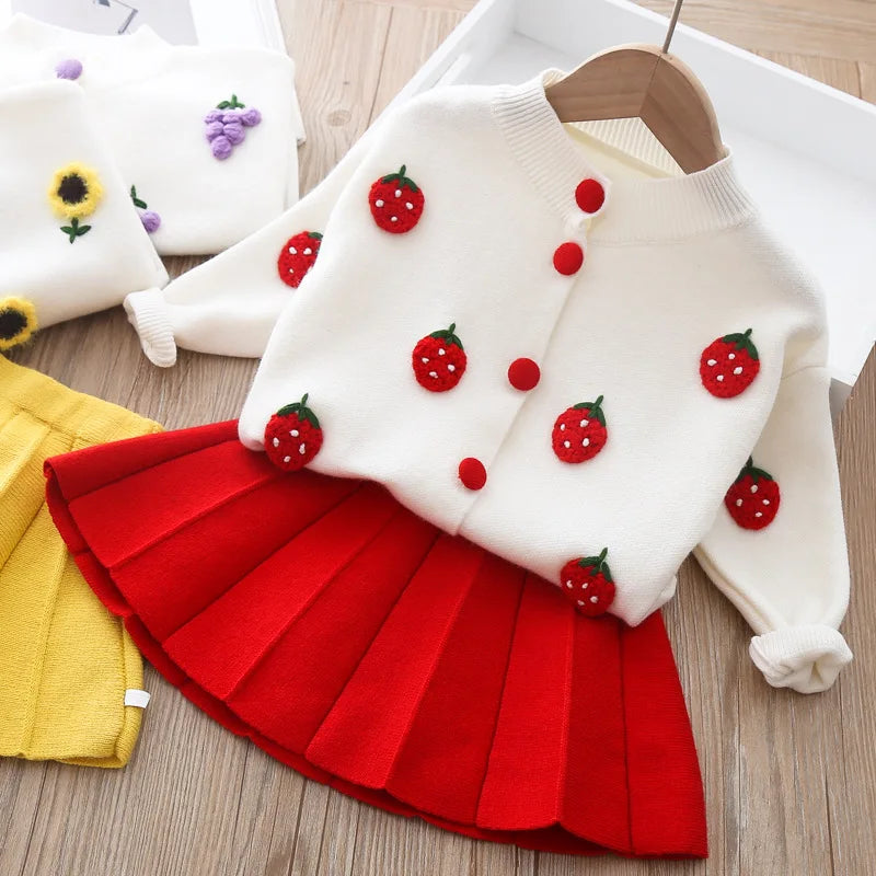 Ensemble cardigan avec jupe rouge