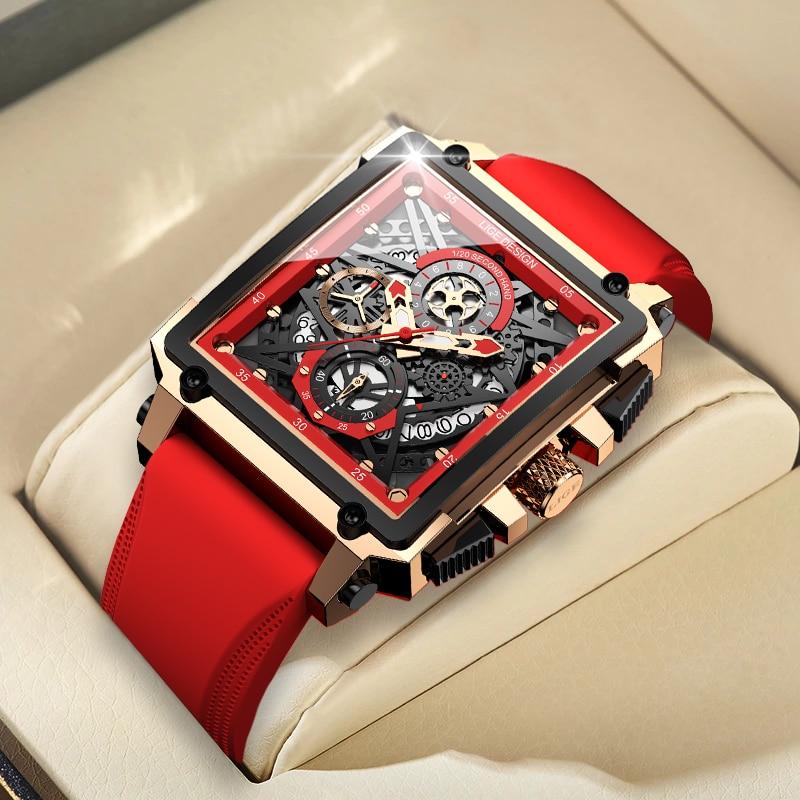 Montre - bracelet en silicone rouge dans un coffret
