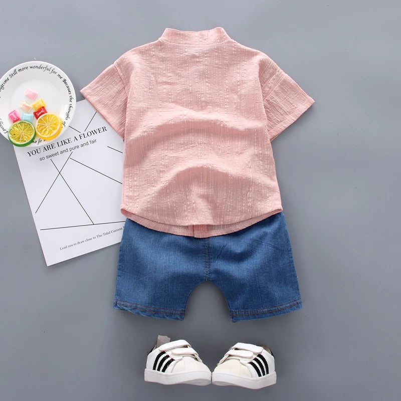 Dos ensemble de chemise  et short en jean ose