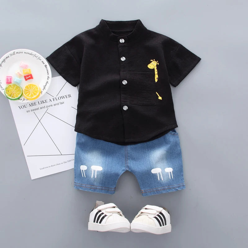Ensemble de chemise et short en jean pour bébé garçon