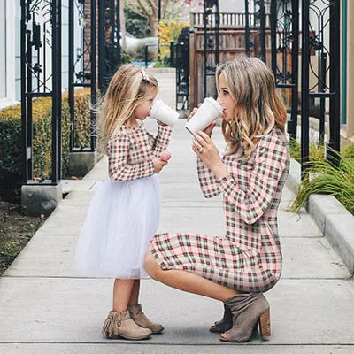 Robe automne assortie pour mère et fille