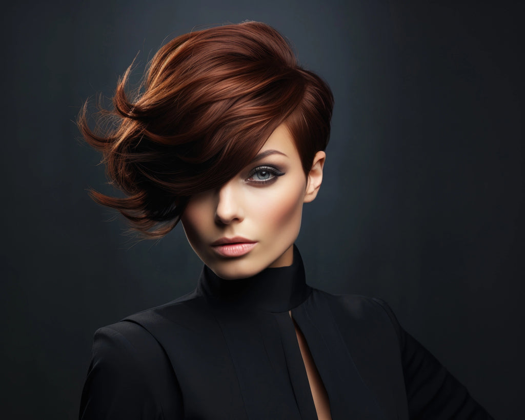 Portrait d'une belle femme avec une coupe de cheveux moderne et à la mode.