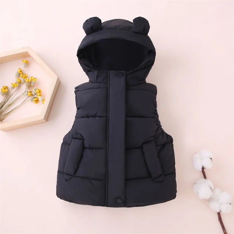 Gilet chaud à capuche noir