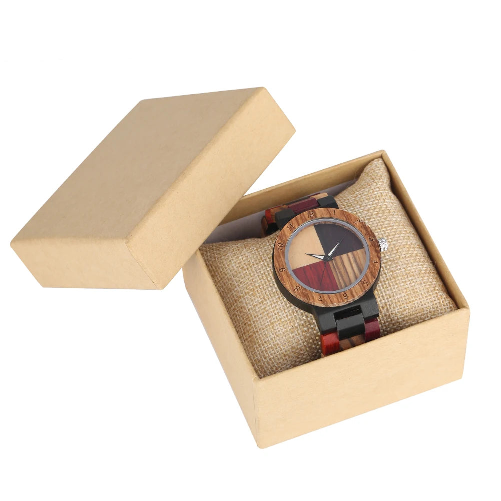 Coffret  montre-bracelet élégante en bois naturel 