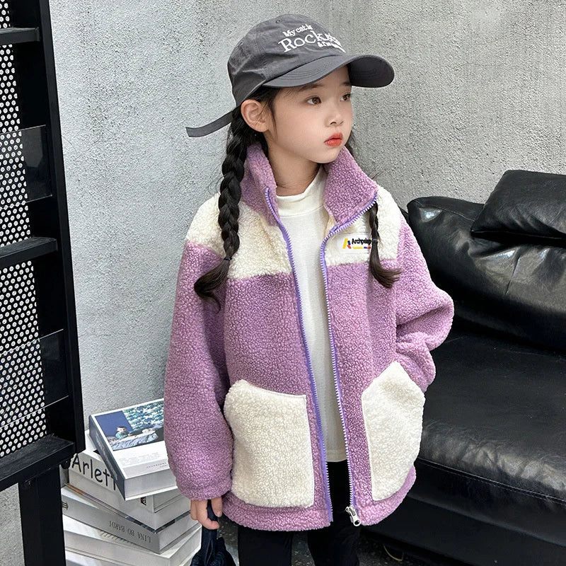 Veste Patchwork chaude pour enfants violette