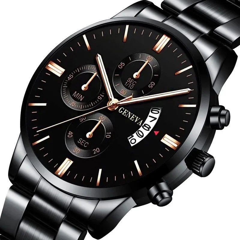 Montre Genève Noir Or sport