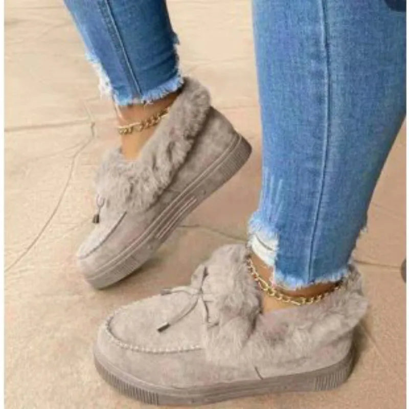 Chaussures hiver avec fourrure chaude grises