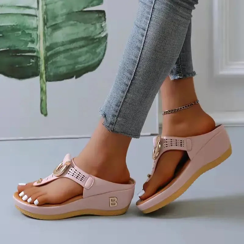Sandales d'été tongs roses