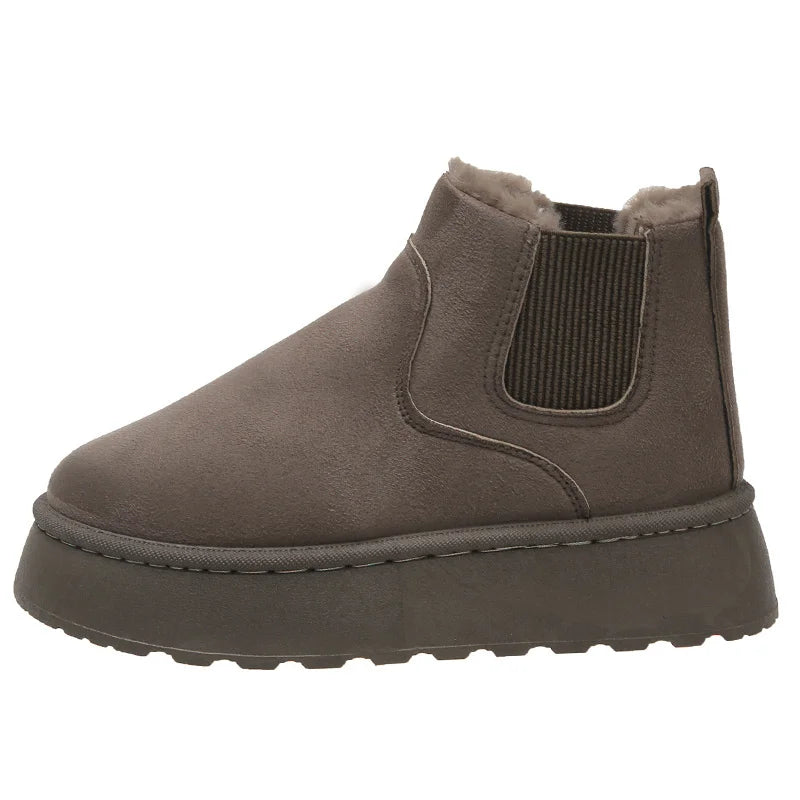 zoom bottes hiver marron pour femmes décontractés sans lacet
