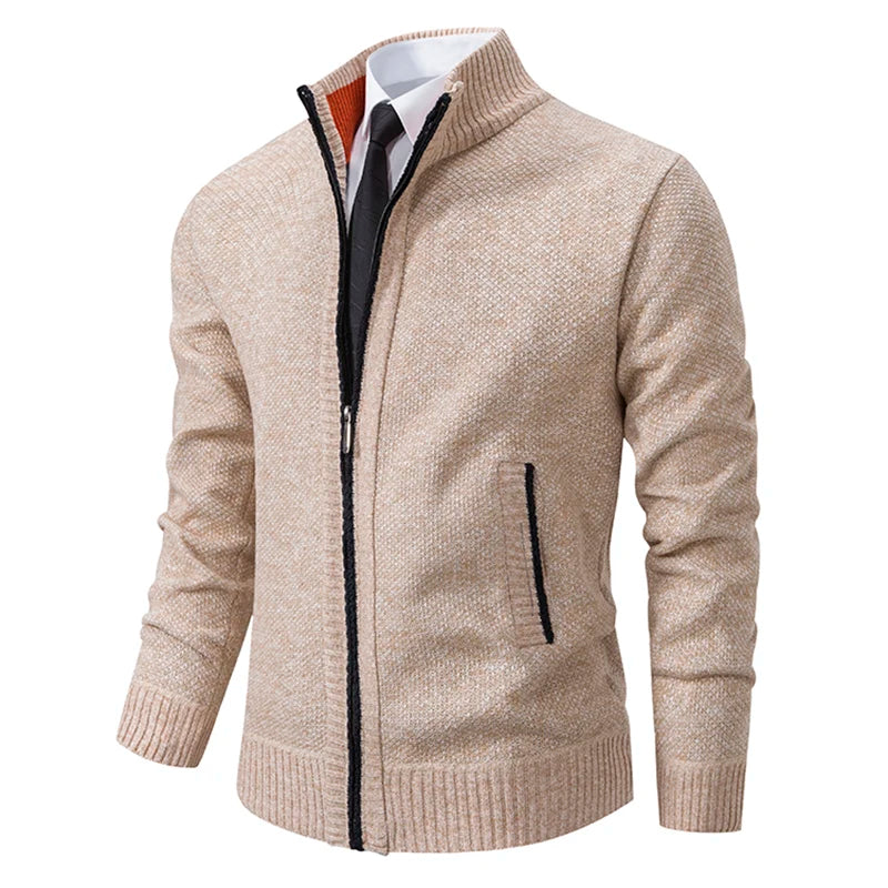 Cardigan à fermeture éclair beige