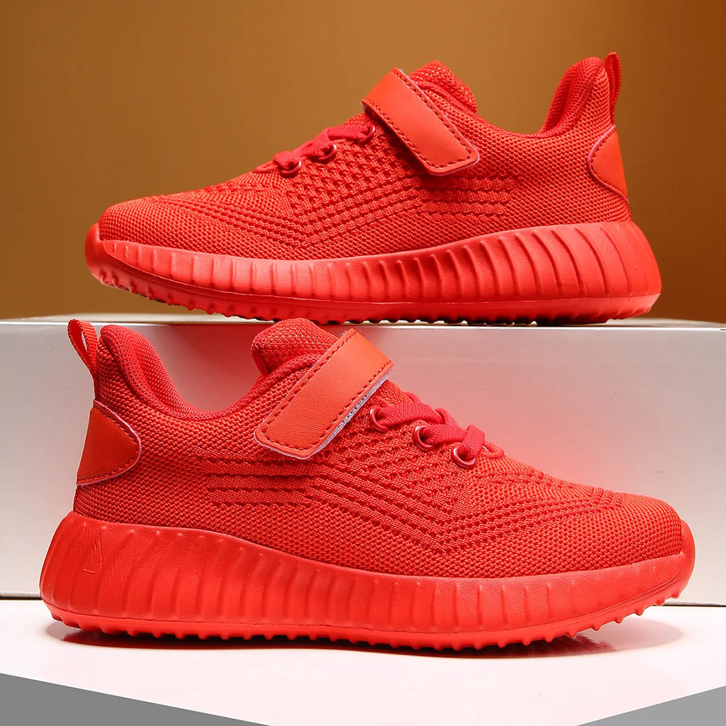 Chaussures de course d'été en maille rouges
