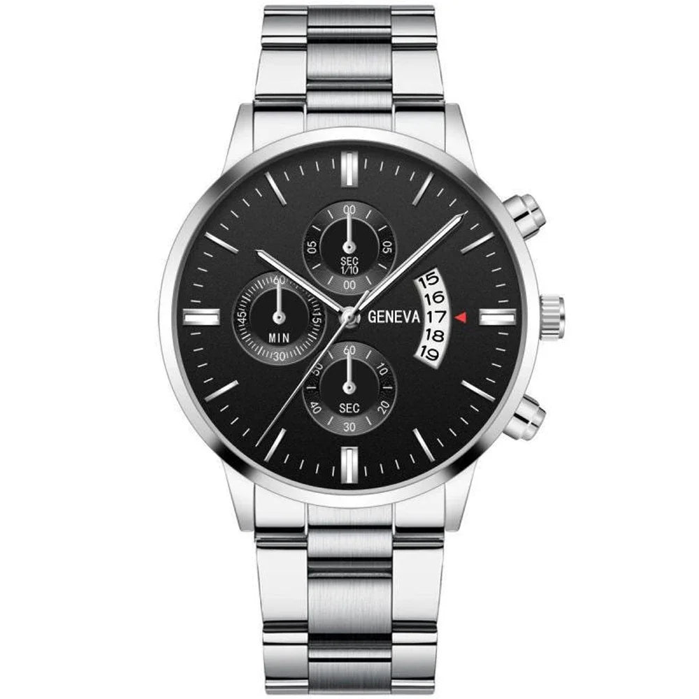 Montre Genève Blanc Noir pour hommes 