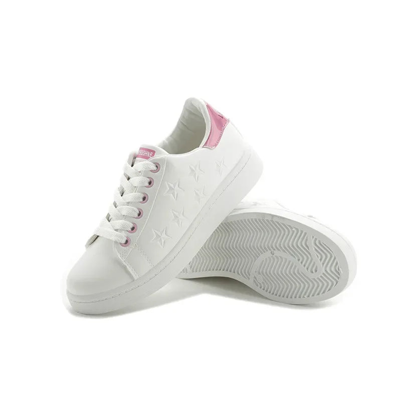 Chaussures plates dames de couleur rose et blanche