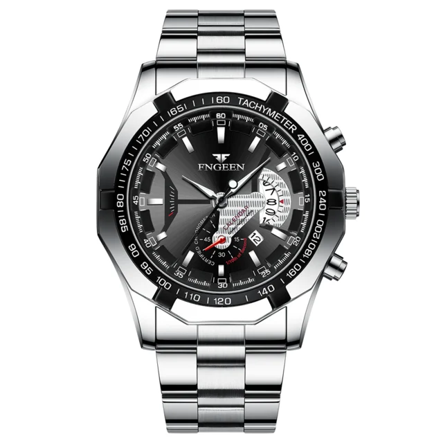 Montre de Luxe FNGEEN noir et argent