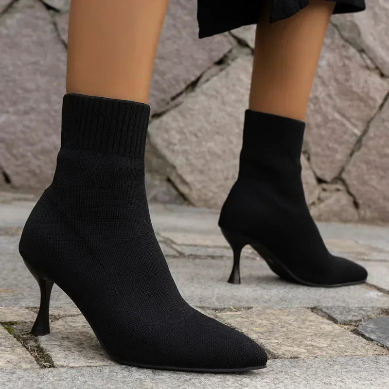 Bottes chaussettes noires pour femmes