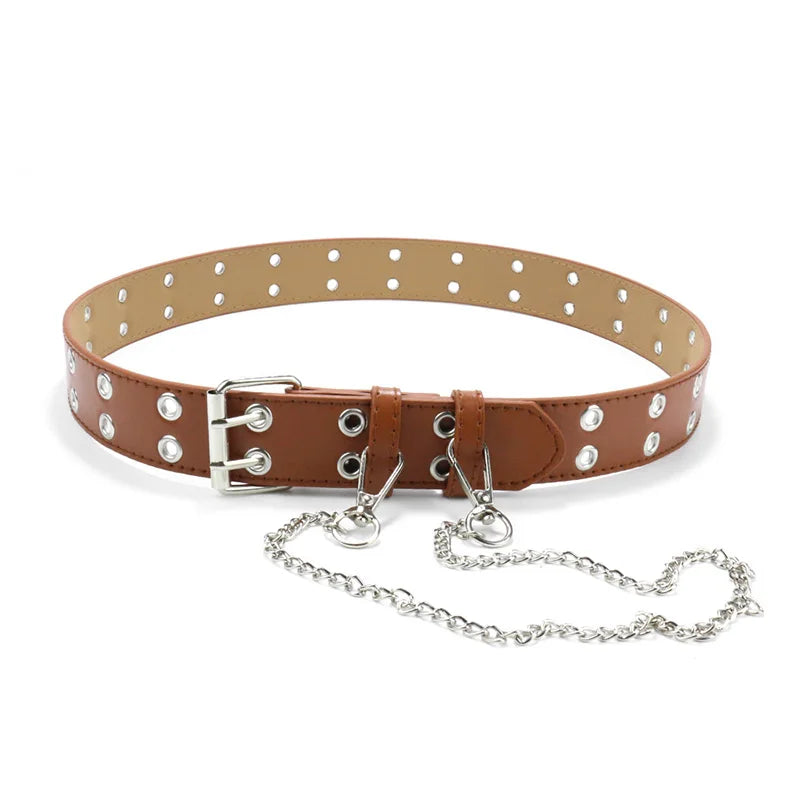 Ceinture avec chaîne marron