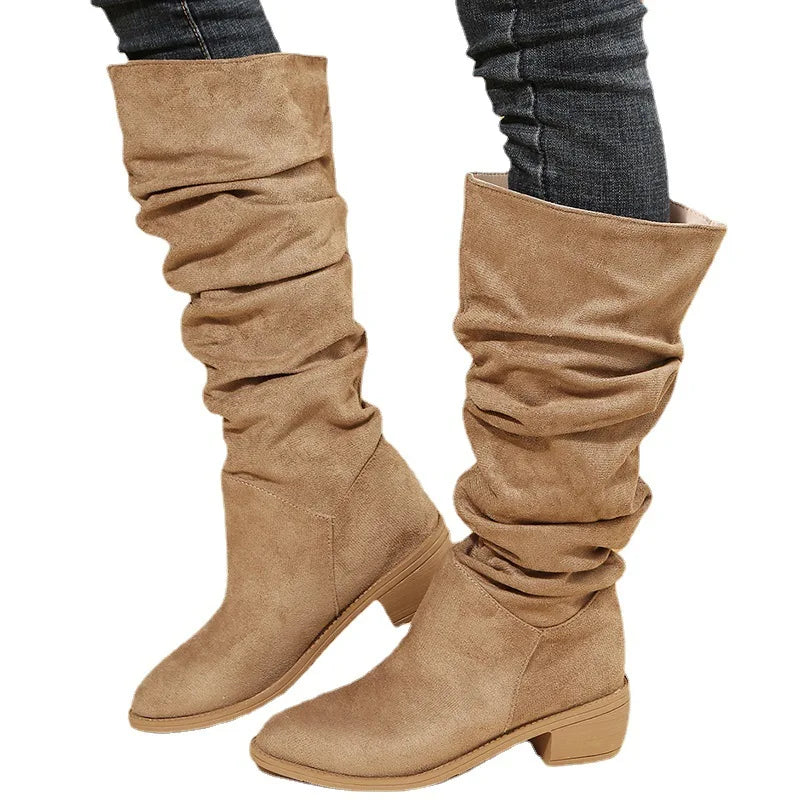Bottes de chevalier beiges pour femmes