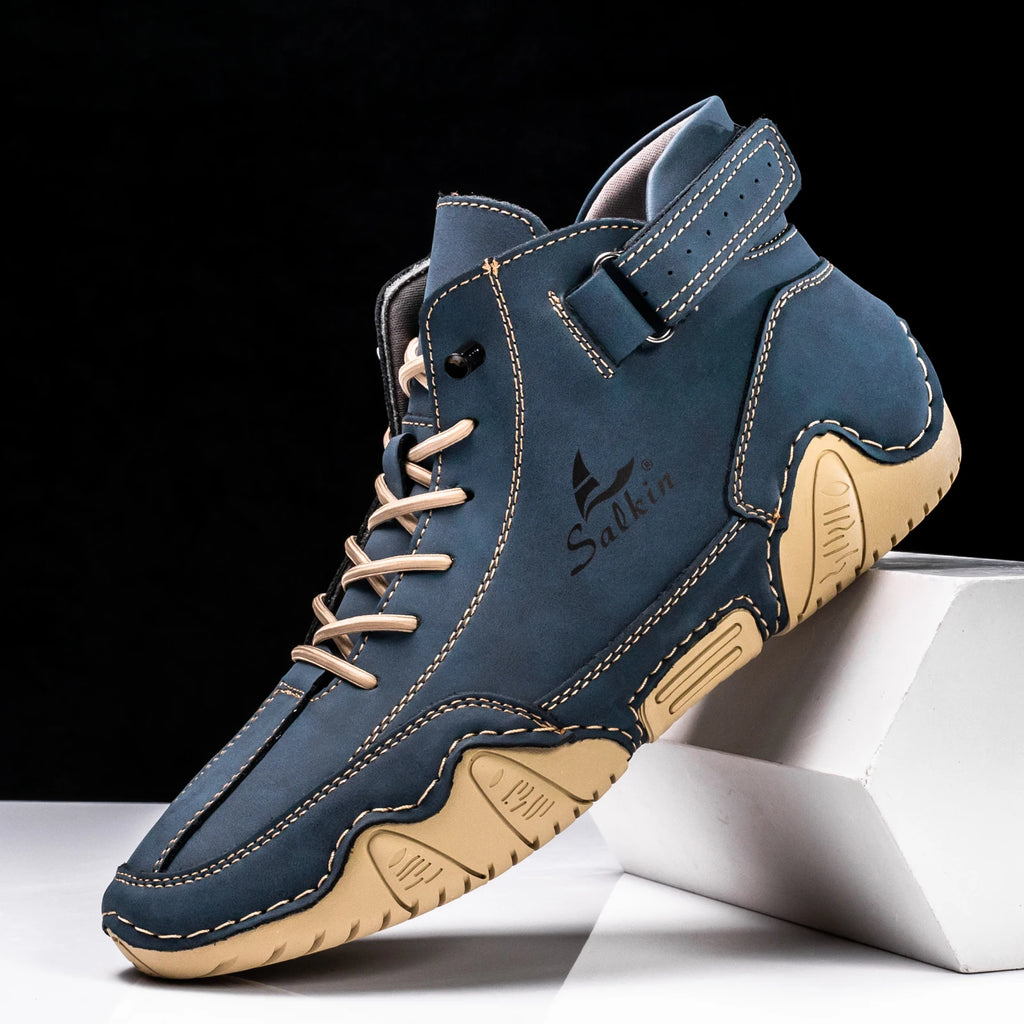 Bottines en cuir bleu
