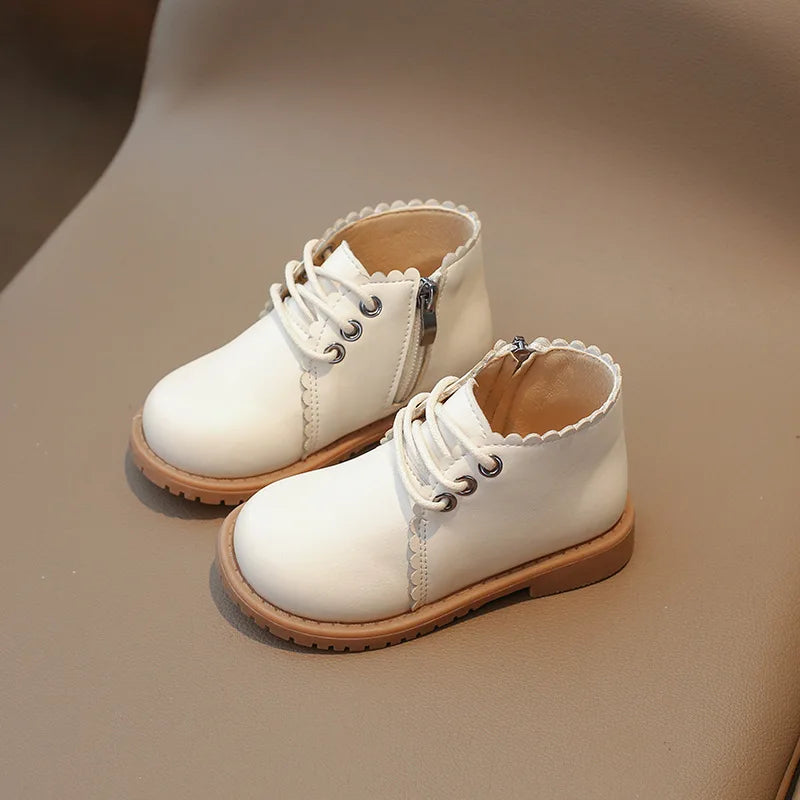 Bottes en cuir pour filles blanches