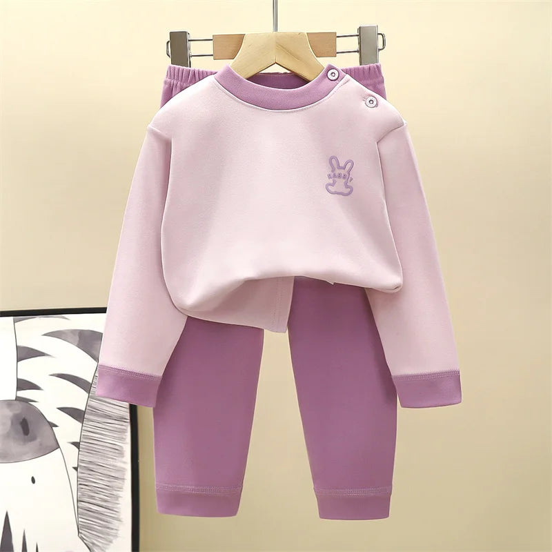 Pyjamas chauds pour enfants 2 pièces violets