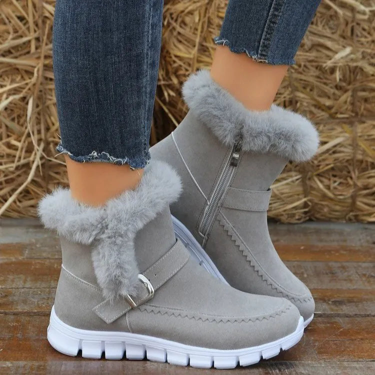 Bottes d'hiver en daim pour femmes grises