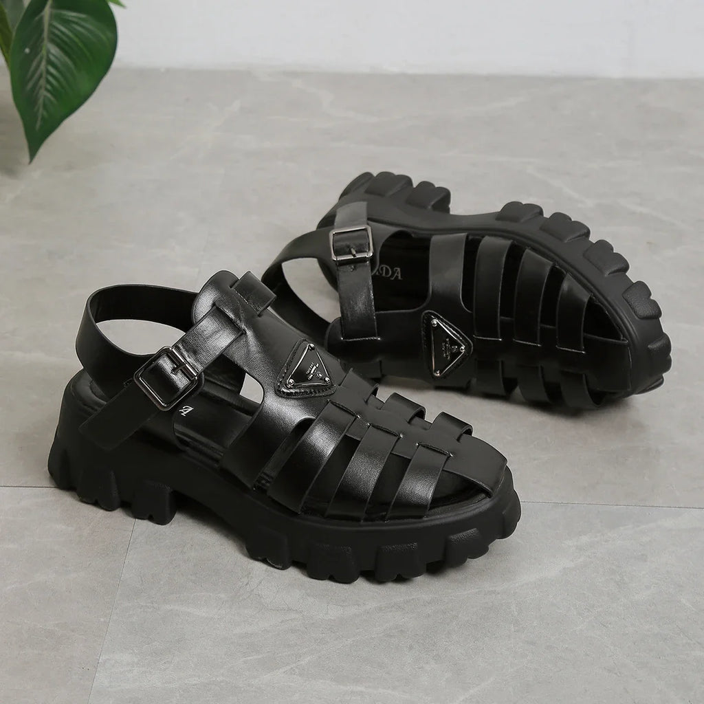 sandales à bout ouvert noires pour femmes