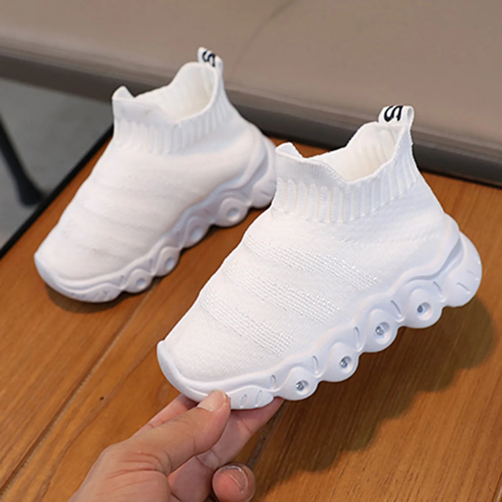 Baskets à semelles épaisses pour enfants blanches