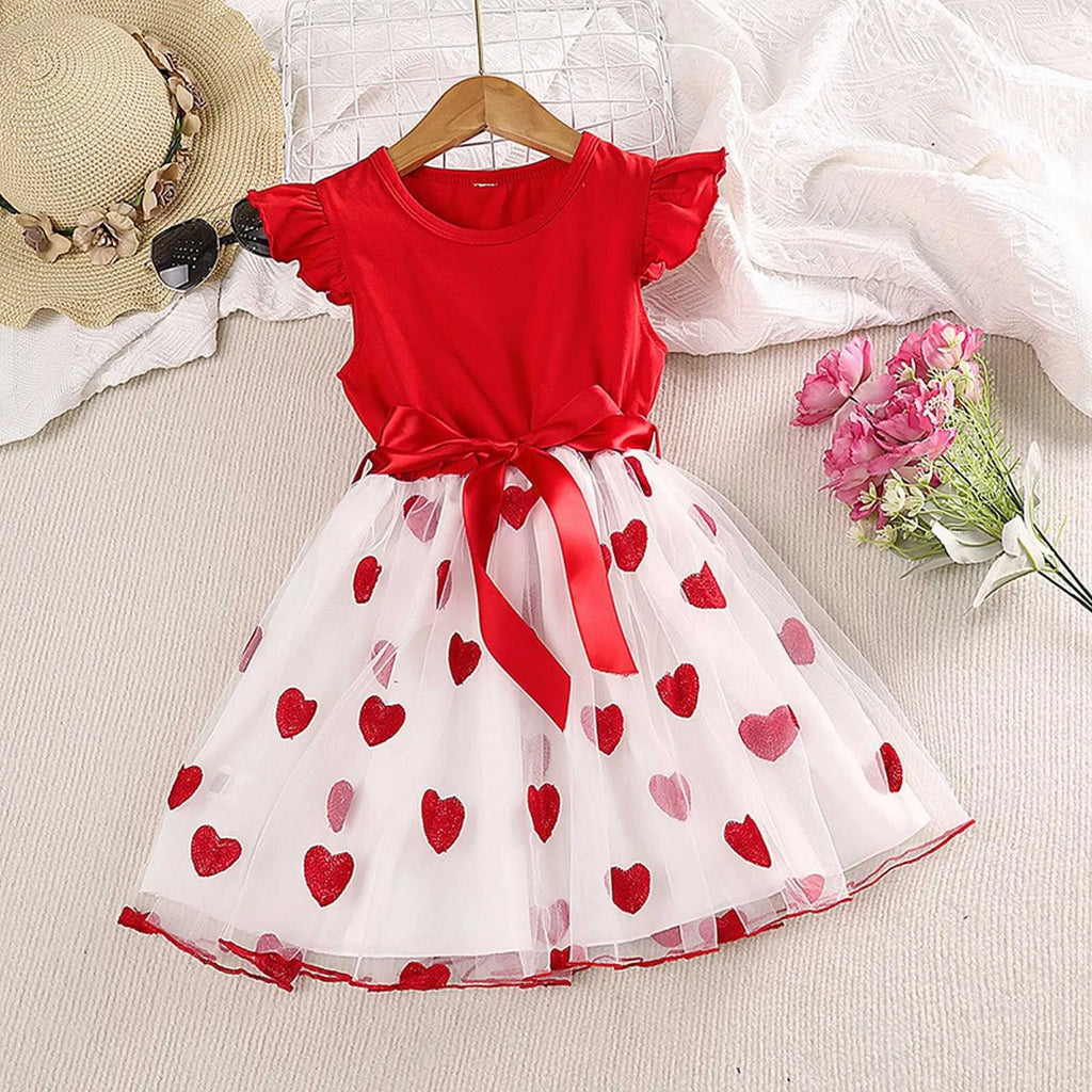 Robe sans manches en dentelle avec imprimé cœur 