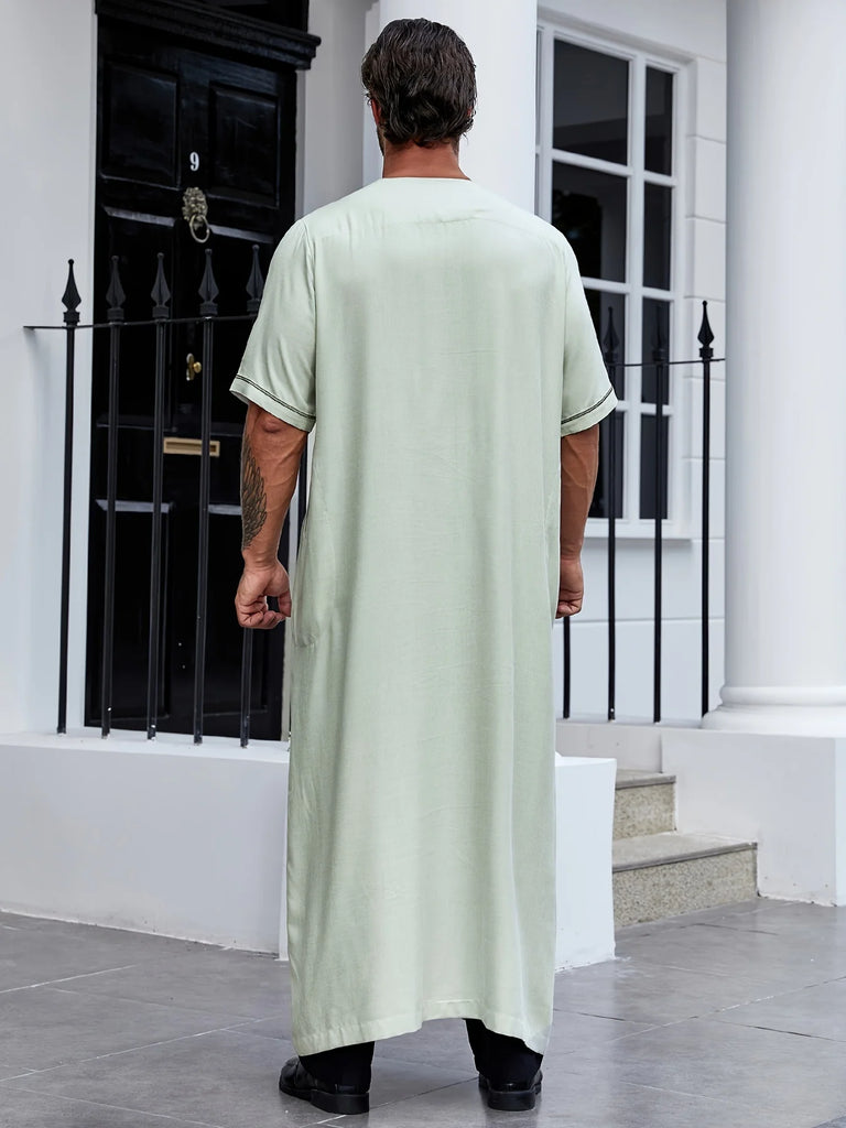 Abaya Nabil verte pour homme unique vue de dos