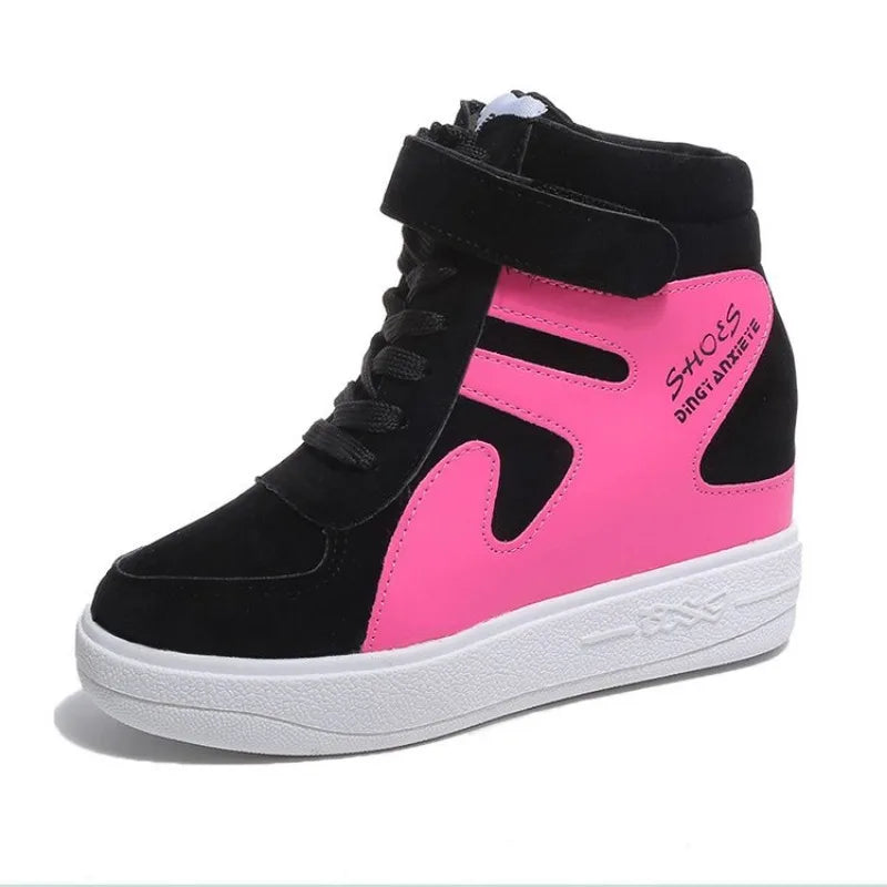 Chaussure montante noire et rose