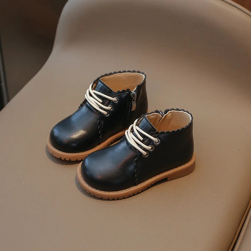 Bottes en cuir pour filles noires