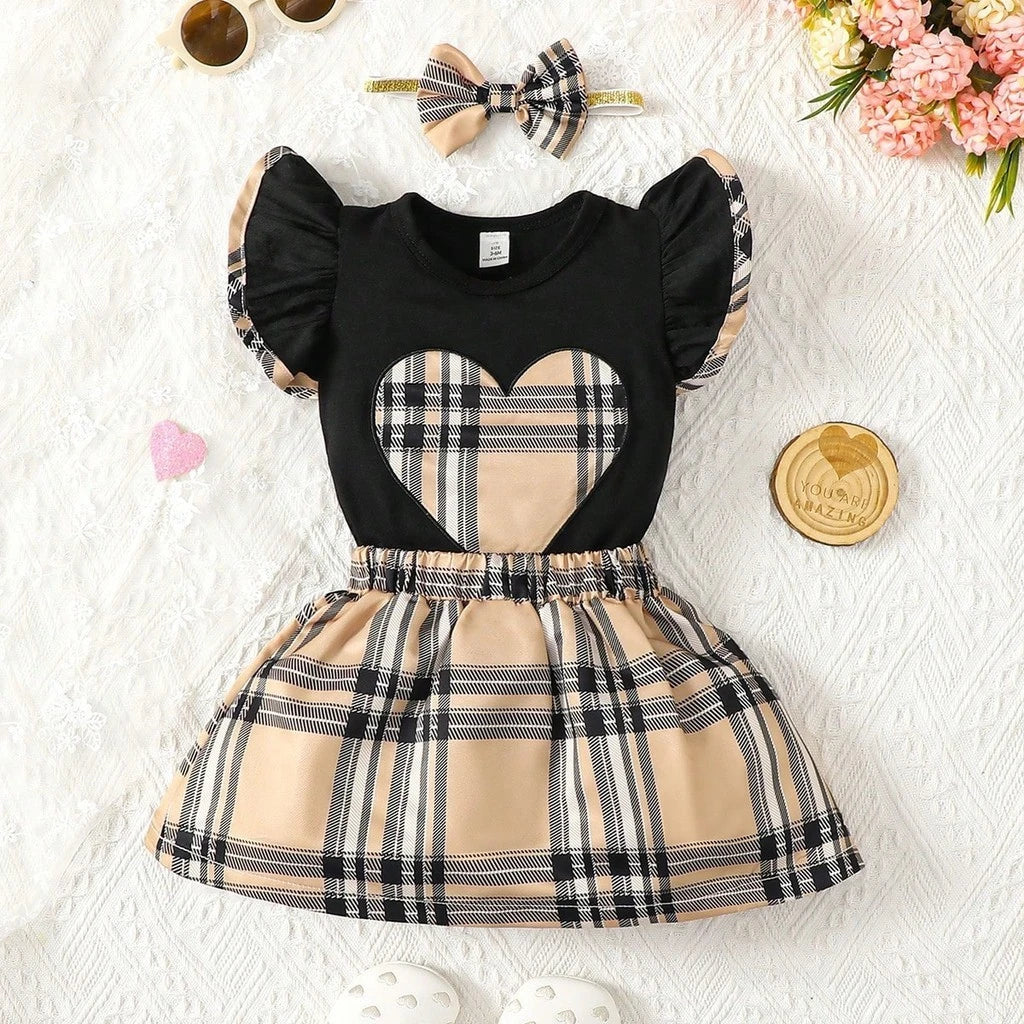 Ensemble de robe à manches courtes à volants pour bébés filles