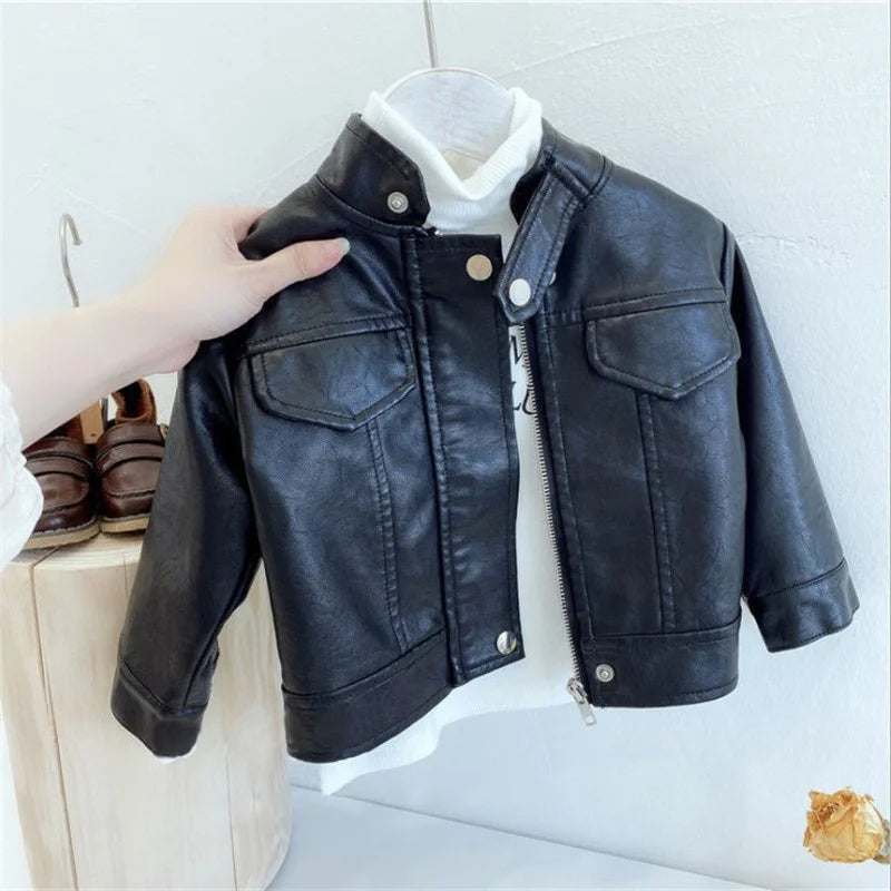 Veste en cuir noire pour enfant fille