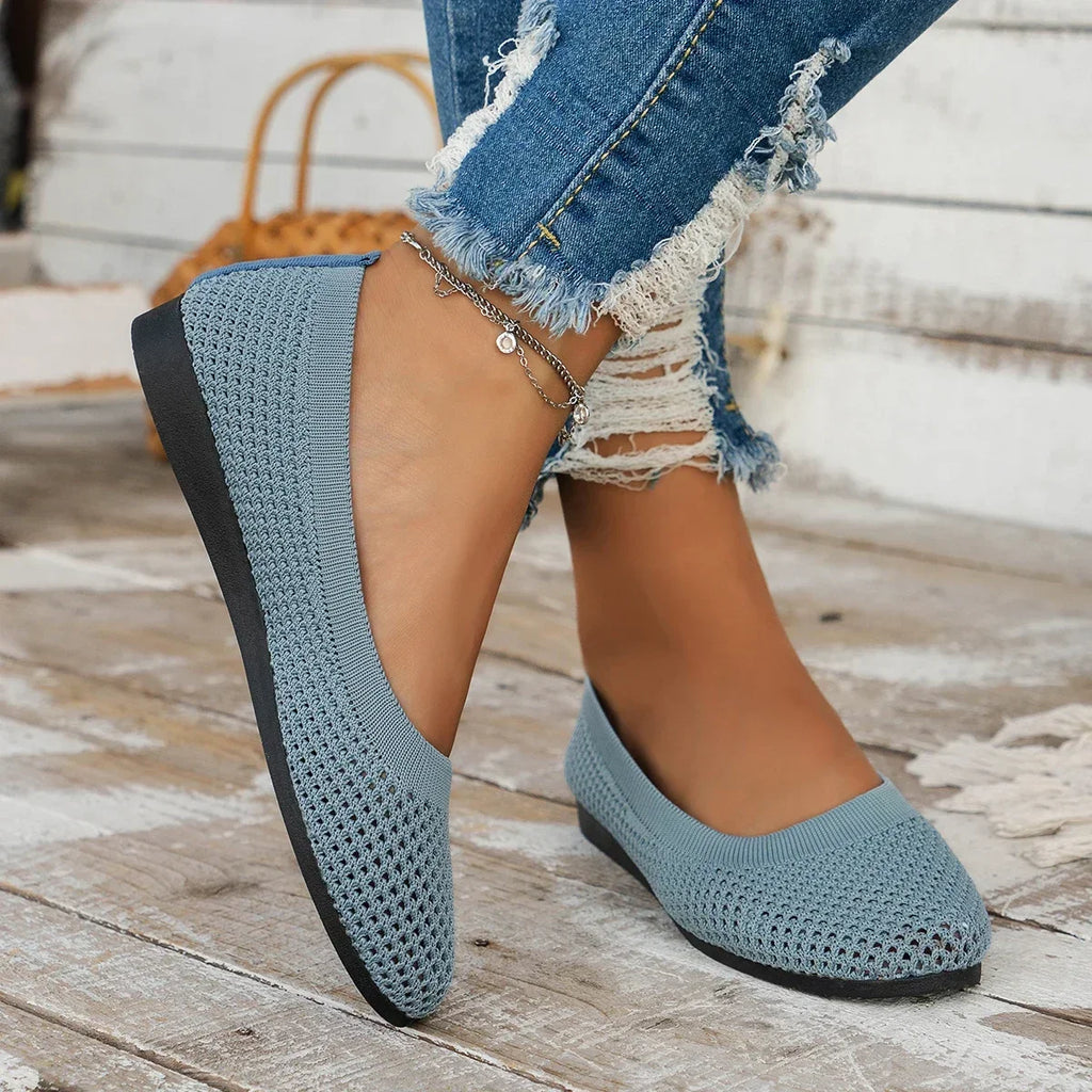 Chaussures plates pour femmes gris clair