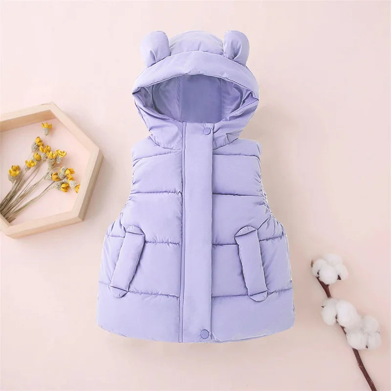 Gilet chaud à capuche violet