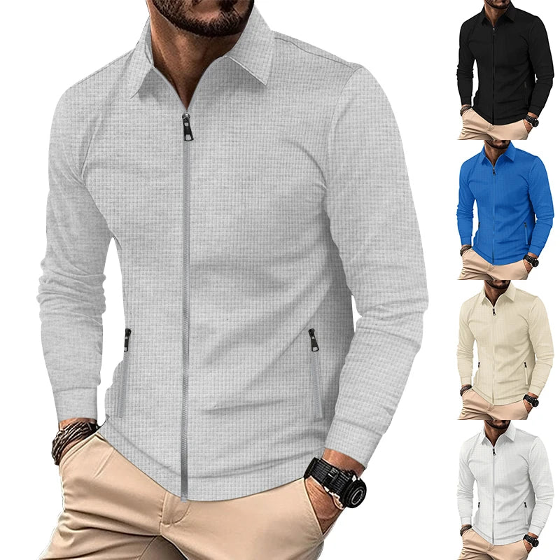 Veste de sport décontractée gaufrée gris clair