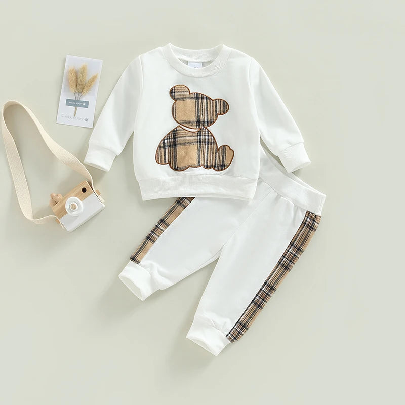 Ensemble Pull et Pantalon motif ours à carreaux
