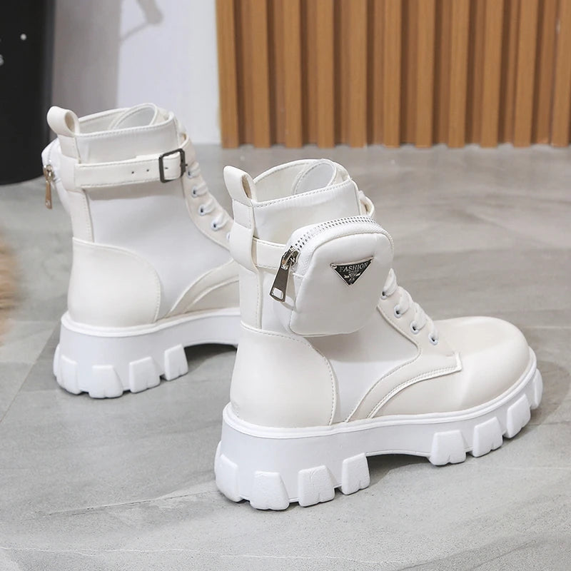 Bottes moto blanches femmes