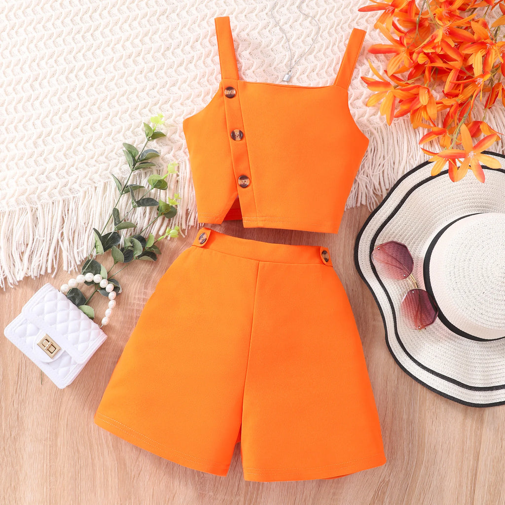 Tenue été haut chic + short orange