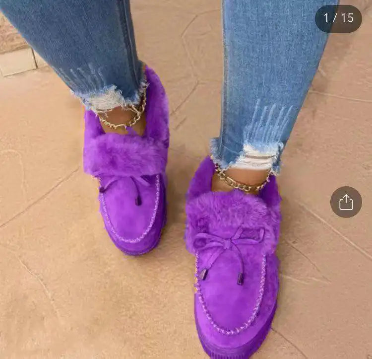 Chaussures hiver avec fourrure chaude violettes