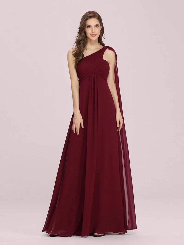 Robe asymétrique femme couleur Bourgogne