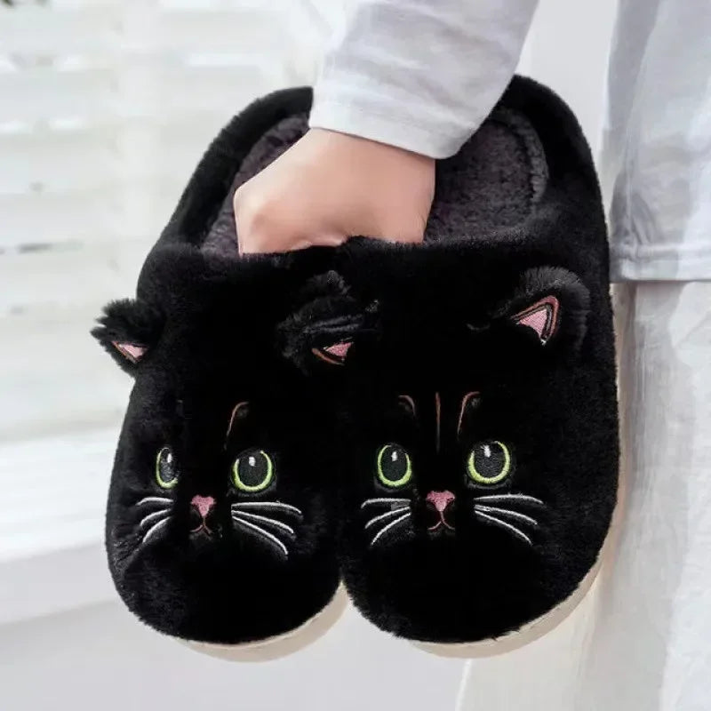 Pantoufles de chat mignon noires