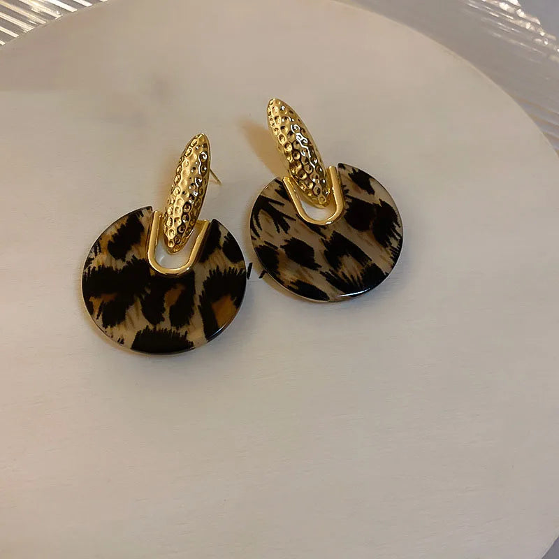 Boucles d'oreilles pendantes léopard