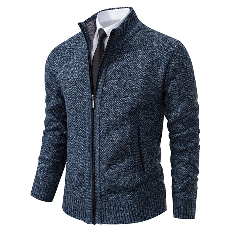 Cardigan à fermeture éclair gris bleu