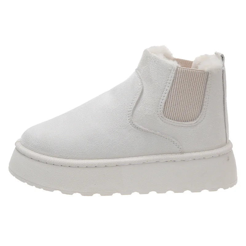 zoom bottes hiver blanches pour femmes décontractés sans lacet