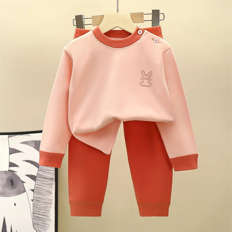Pyjamas chauds pour enfants 2 pièces orange