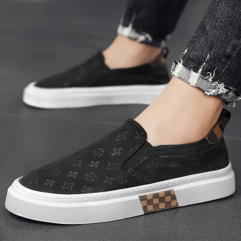 Chaussures été décontractées hommes damier noir et blanc