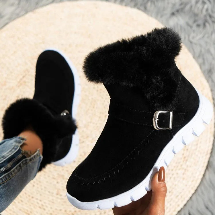Bottes d'hiver noires en daim pour femmes